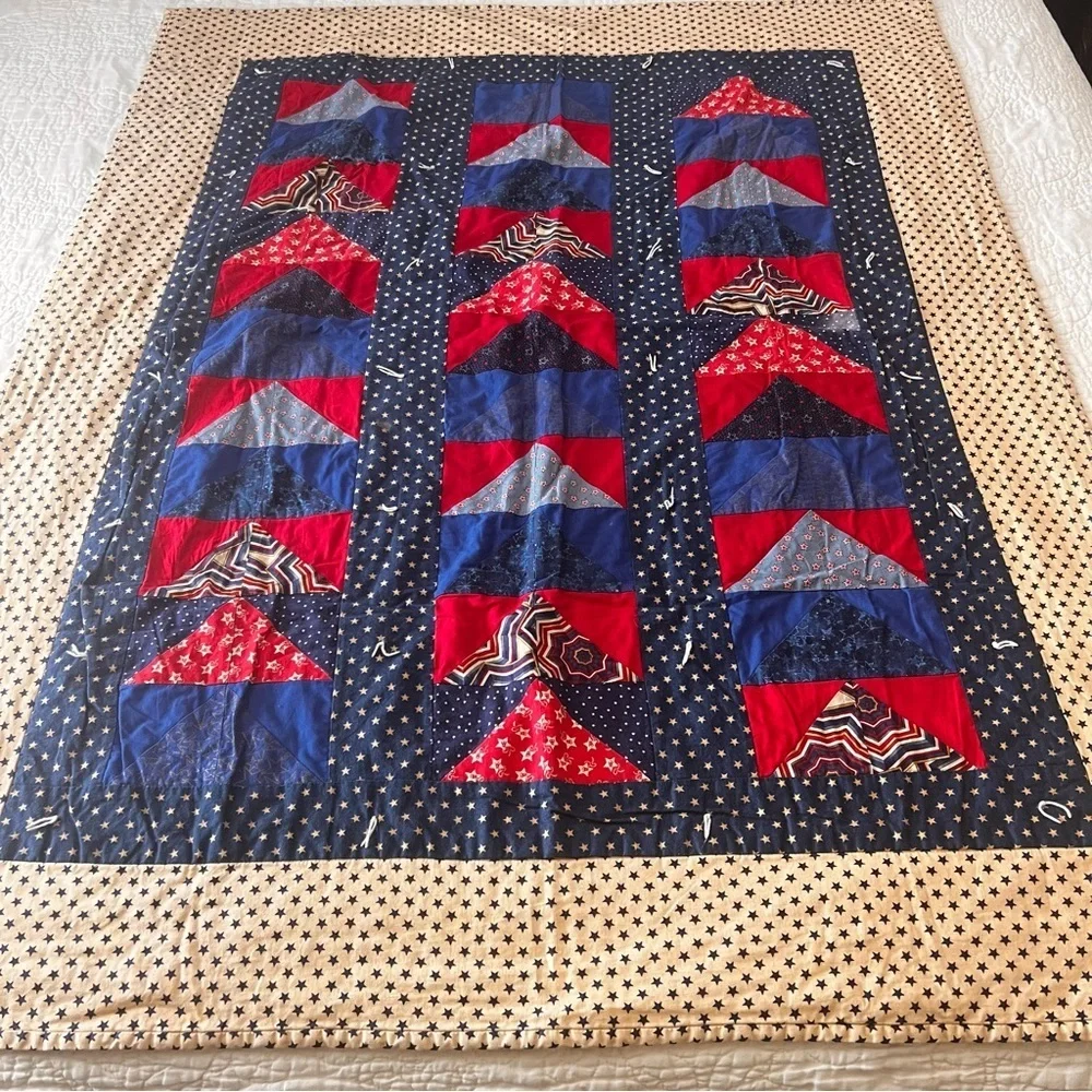 50”x40” New Handmade Patriotic Quilt, 100% Cotton.